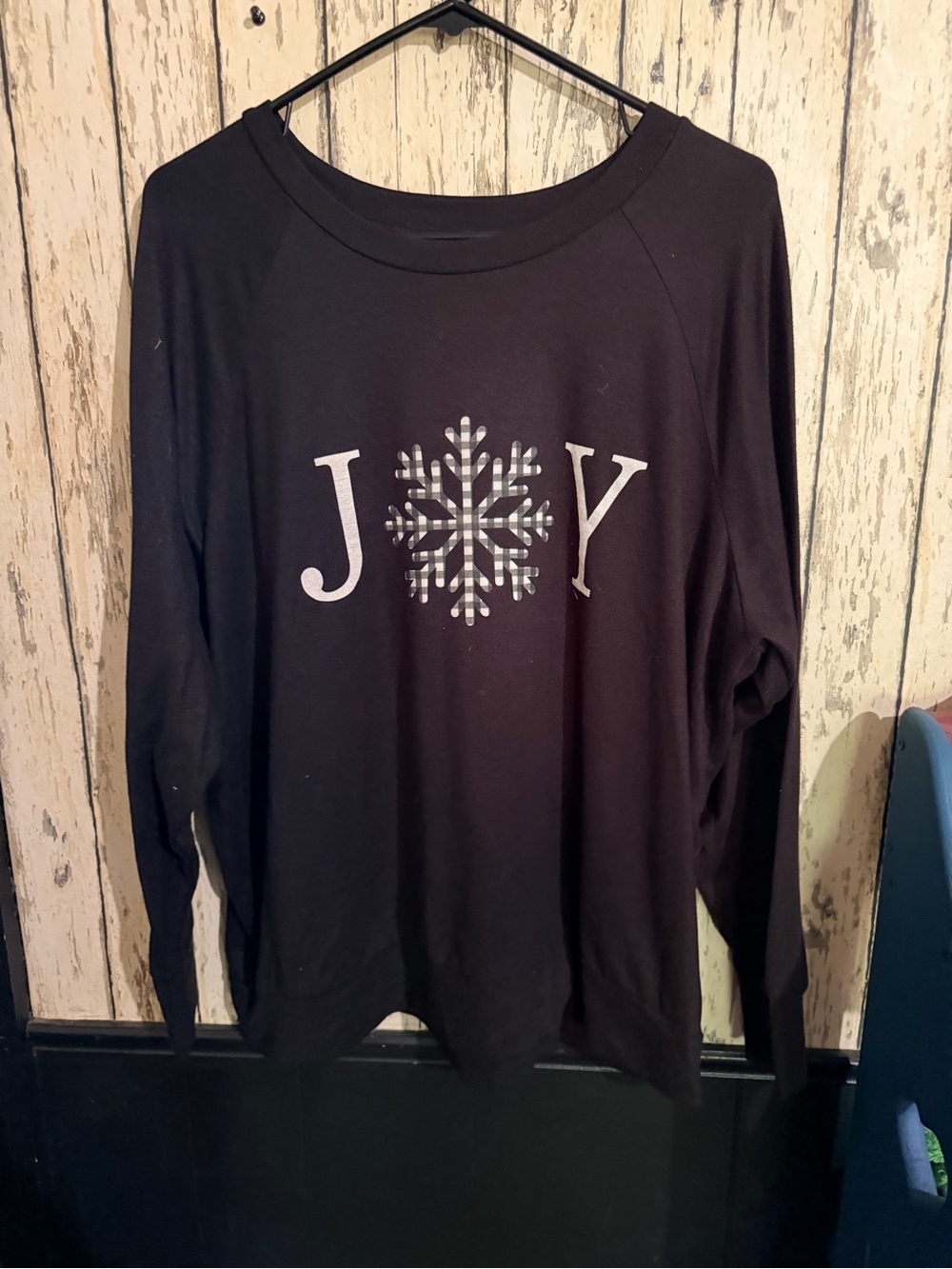 Maurices Black Crew Neck 'JOY' Snowflake Graphic Sweater